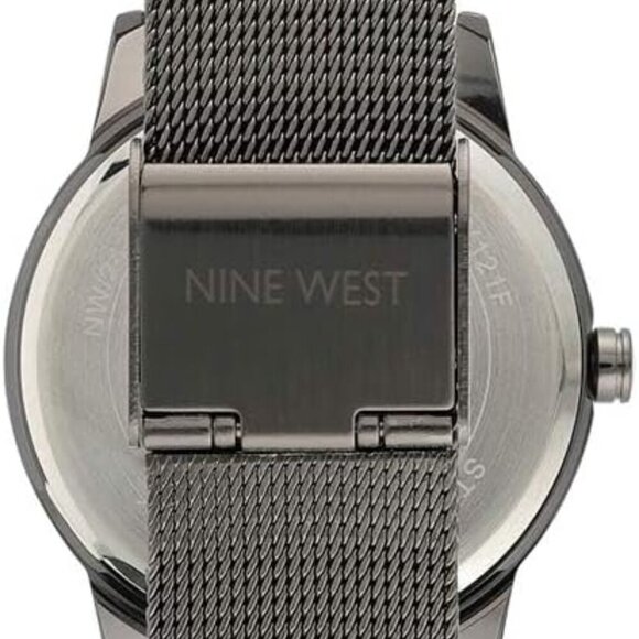 Premium Women's Gunmetal Grey Mesh Watch with Adjustable Buckle & Floral Design - Picture 4 of 6